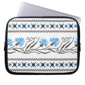 Blauer Cornflower-Kreuzstich-Design Laptopschutzhülle (Vorderseite)