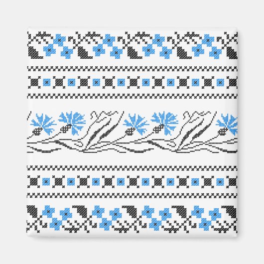 Blauer Cornflower-Kreuzstich-Design Magnet (Vorne)