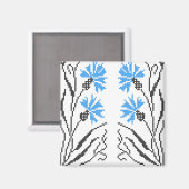 Blauer Cornflower-Kreuzstich-Design Magnet (Vorderseite/Rückseite)