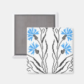 Blauer Cornflower-Kreuzstich-Design Magnet (Vorderseite/Rückseite)