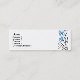 Blauer Cornflower-Kreuzstich-Design Mini Visitenkarte