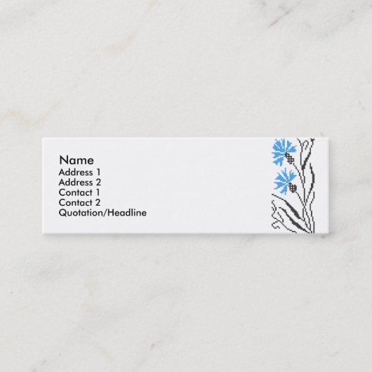 Blauer Cornflower-Kreuzstich-Design Mini Visitenkarte (Vorderseite)