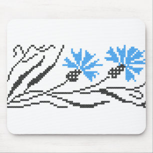 Blauer Cornflower-Kreuzstich-Design Mousepad