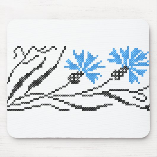 Blauer Cornflower-Kreuzstich-Design Mousepad (Vorne)