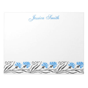 Blauer Cornflower-Kreuzstich-Design Notizblock
