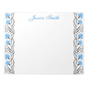 Blauer Cornflower-Kreuzstich-Design Notizblock