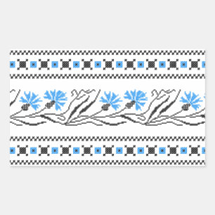 Blauer Cornflower Kreuzstich-Design Rechteckiger Aufkleber