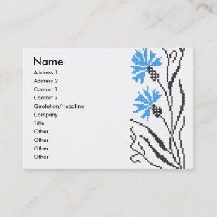 Blauer Cornflower-Kreuzstich-Design Visitenkarte