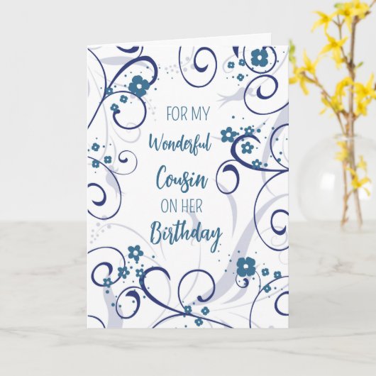 Blauer Cousin Geburtstag Karte (Gelbe Blume)