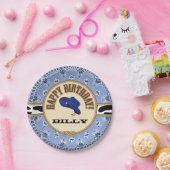 Blauer Cowboy-Geburtstag, kundengerechter Teller (Party)