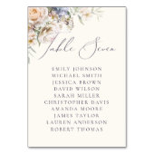 Blauer Cream Blumentisch Sieben Gastnamen Tischnummer (Vorderseite)