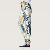Blauer Creme Abstrakt Leggings (Links)