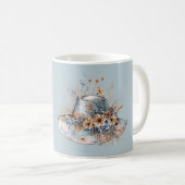 Blauer Creme Blumenhut Träumer Kaffeetasse (VorderseiteRechts)