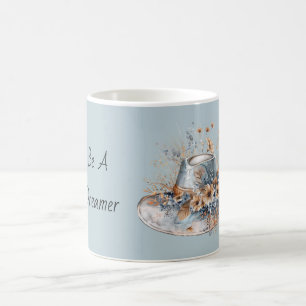 Blauer Creme Blumenhut Träumer Kaffeetasse