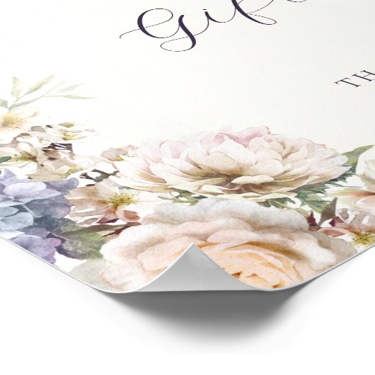 Blauer Creme - Blumenkarten und Geschenkzeichen Poster (Ecke)