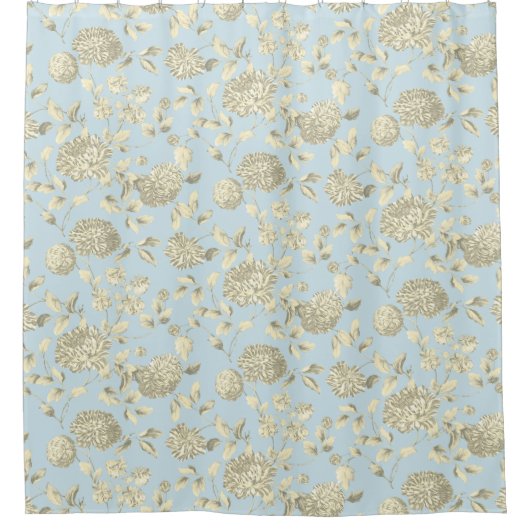 Blauer Creme Duschvorhang (Vorderseite)