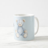 Blauer Creme-Teddybär Kaffeetasse (VorderseiteRechts)