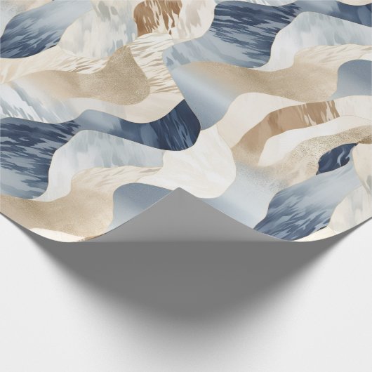 Blauer Cremesand Abstrakt Geschenkpapier (Ecke)