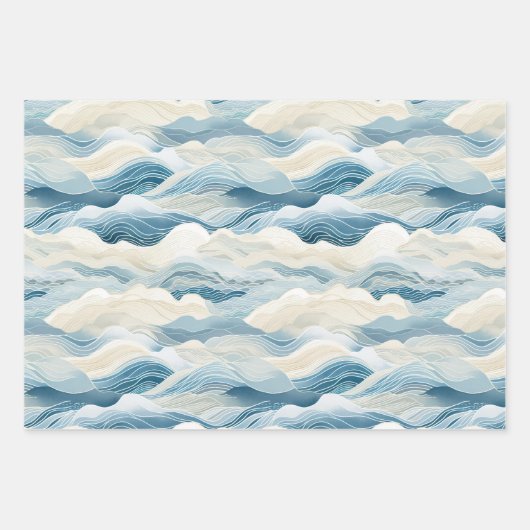 Blauer Cremesand Abstrakt Geschenkpapier Set (Vorderseite 2)