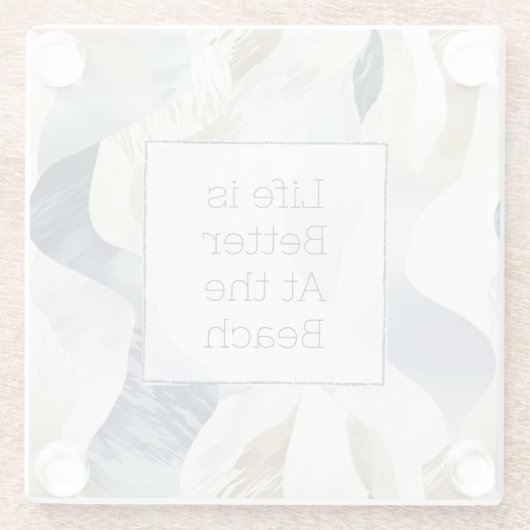 Blauer Cremesand Abstrakt Glasuntersetzer (Rückseite)