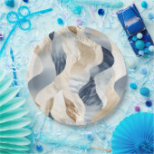 Blauer Cremesand Abstrakt Pappteller (Party)