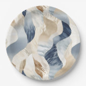 Blauer Cremesand Abstrakt Pappteller (Vorderseite)