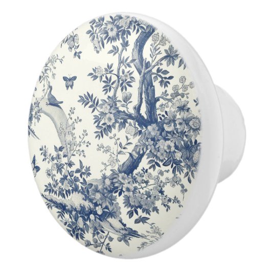 Blauer Cremtoilzweig Keramikknauf (Rechts)
