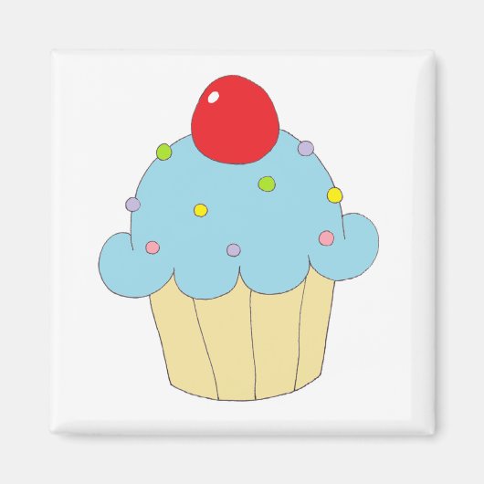 Blauer Cupcake Magnet (Vorne)