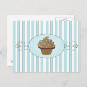 Blauer Cupcake Postkarte (Vorne/Hinten)