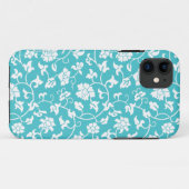 Blauer Curaçaoblumendamast iPhone 5 Kasten Case-Mate iPhone Hülle (Rückseite (Horizontal))