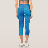 Blauer Cyan Gradient Glitzer Capri Leggings (Rückseite)
