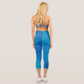 Blauer Cyan Gradient Glitzer Capri Leggings (Rückseite)