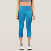 Blauer Cyan Gradient Glitzer Capri Leggings (Vorderseite)