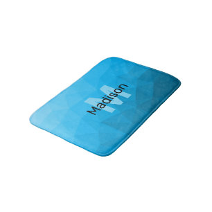 Blauer Cyan-Verlauf geometrisches Mesh-Muster Mono Badematte