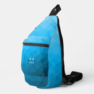 Blauer Cyan-Verlauf geometrisches Mesh-Muster Mono Crossbody Bag