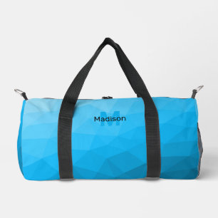 Blauer Cyan-Verlauf geometrisches Mesh-Muster Mono Duffle Bag