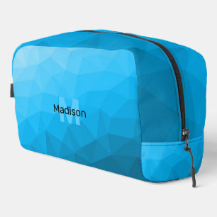 Blauer Cyan-Verlauf geometrisches Mesh-Muster Mono Waschbeutel