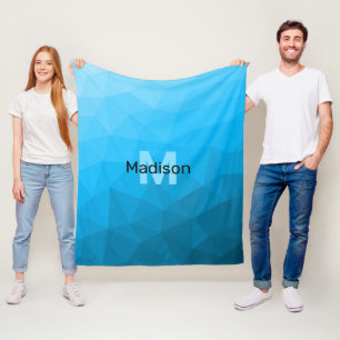 Blauer Cyan-Verlauffarbverlauf geometrisches Mesh- Fleecedecke