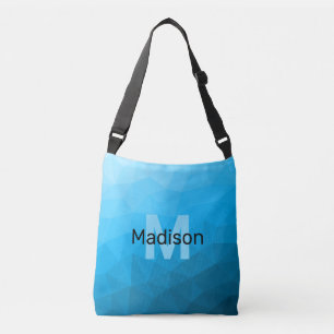 Blauer Cyan-Verlaufs geometrischer Mesh-Muster-Mon Tragetaschen Mit Langen Trägern