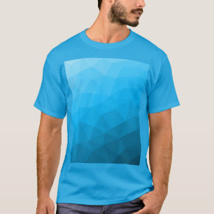 Blauer Cyan-Verlaufs geometrisches Netzpattern T-Shirt
