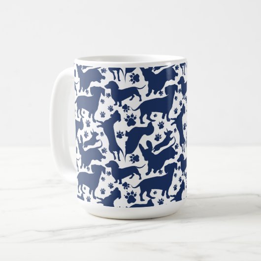 Blauer Dackel Pattern Kissenband Kaffeetasse (Vorderseite Links)