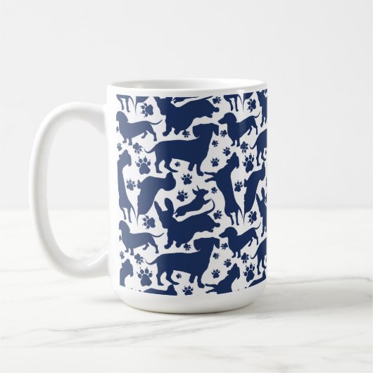 Blauer Dackel Pattern Kissenband Kaffeetasse (Links)