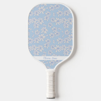 Blauer Daisy Muster Personalisierter Name Niedlich Pickleball Schläger