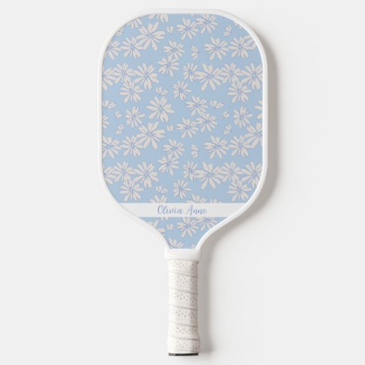 Blauer Daisy Muster Personalisierter Name Niedlich Pickleball Schläger (Vorderseite)