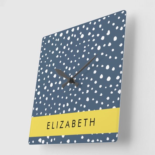 Blauer Dalmatiner Punkte, Punkte, Punkte, Punkte,  Quadratische Wanduhr (Winkel)