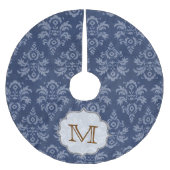 Blauer Damaselenrock Monogram, anfänglicher Baumro Polyester Weihnachtsbaumdecke (Vorderseite)