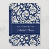 Blauer Damask Bridal Dusche Einladung Karten (Vorne/Hinten)