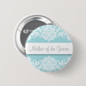 Blauer Damaske Mutter der Groom-Taste Button (Vorne & Hinten)