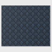Blauer Damast auf Dunkelblau Geschenkpapier (Flach)