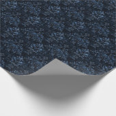 Blauer Damast auf Dunkelblau Geschenkpapier (Ecke)